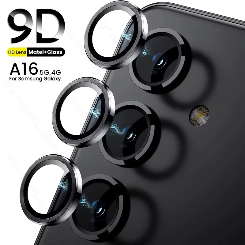 Matel Ring+9D Tempered Glass Camera Lens Protector Cap Cover For Samsung Galaxy A16 5G Sumsung Sansung SamsungA16 A 16 16A 4/5G