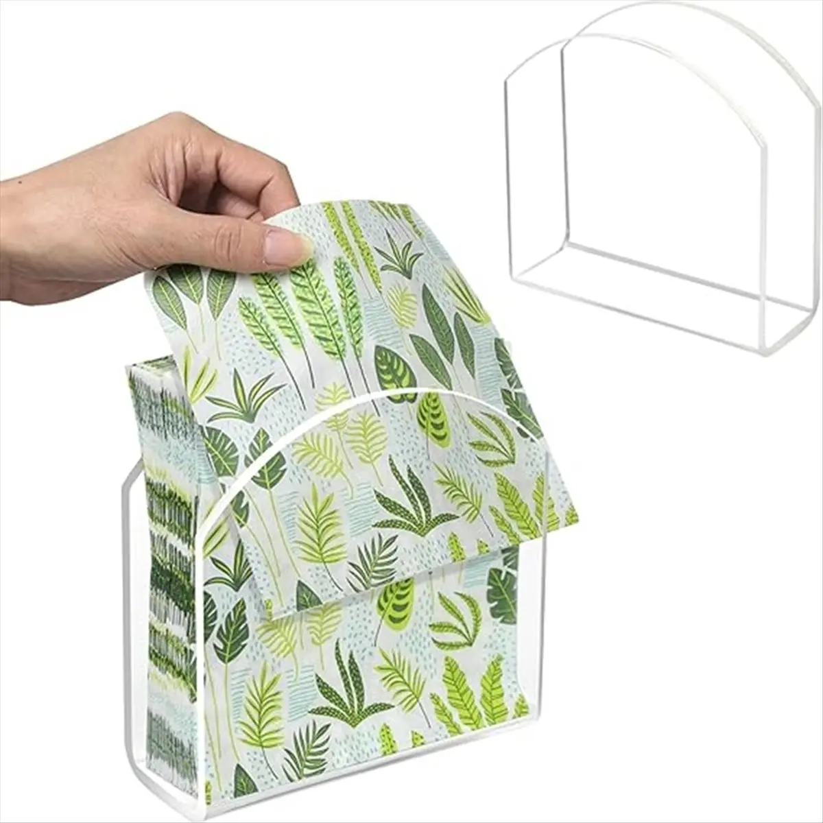 2 Pcs Acrylic Clear Napkin Holder for Table,Paper Napkin Tissue Holder Stand Dispenser,Tabletop Freestanding Storage Box &LICG