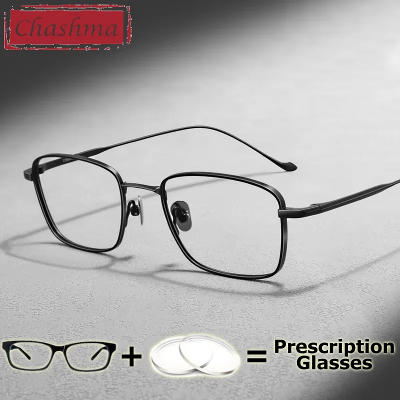 Chashma Prescription Glasses Men Rectangle Eyewear Women Eyeglasses Frames Progressive Pure Titanium Eyewear with Recipe Lenses