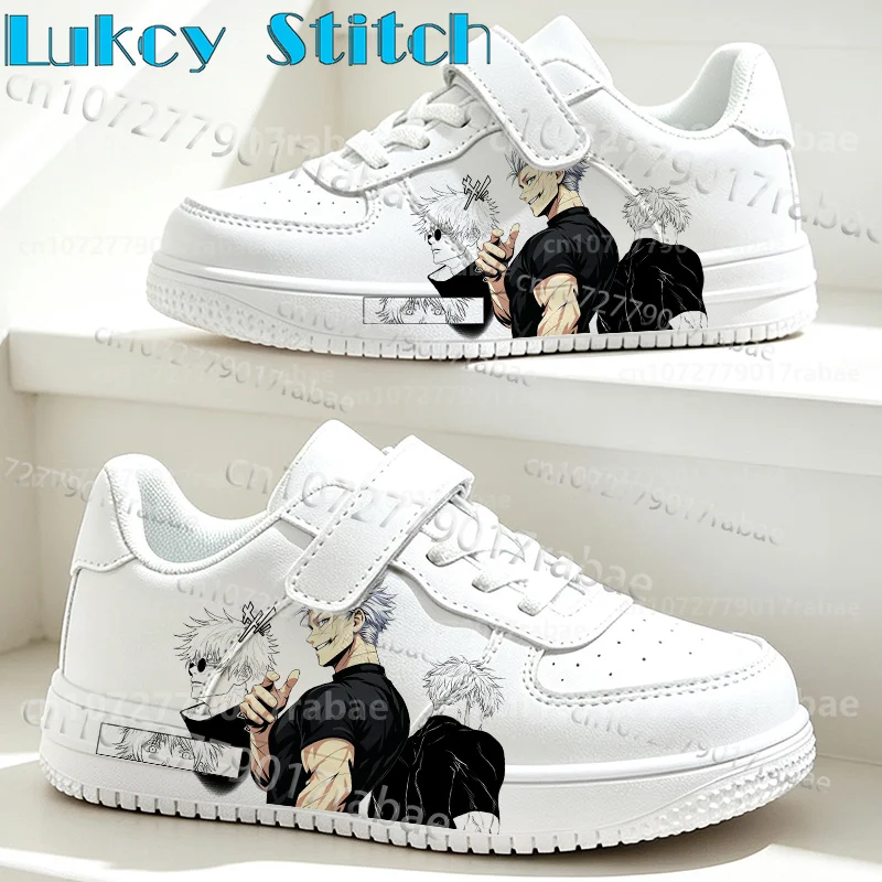 Boys Girls Children Outdoor Flat Shoes Selection Parity Lightweight Fashion White Shoes Gojo Satoru Design Footwear Size 28-36