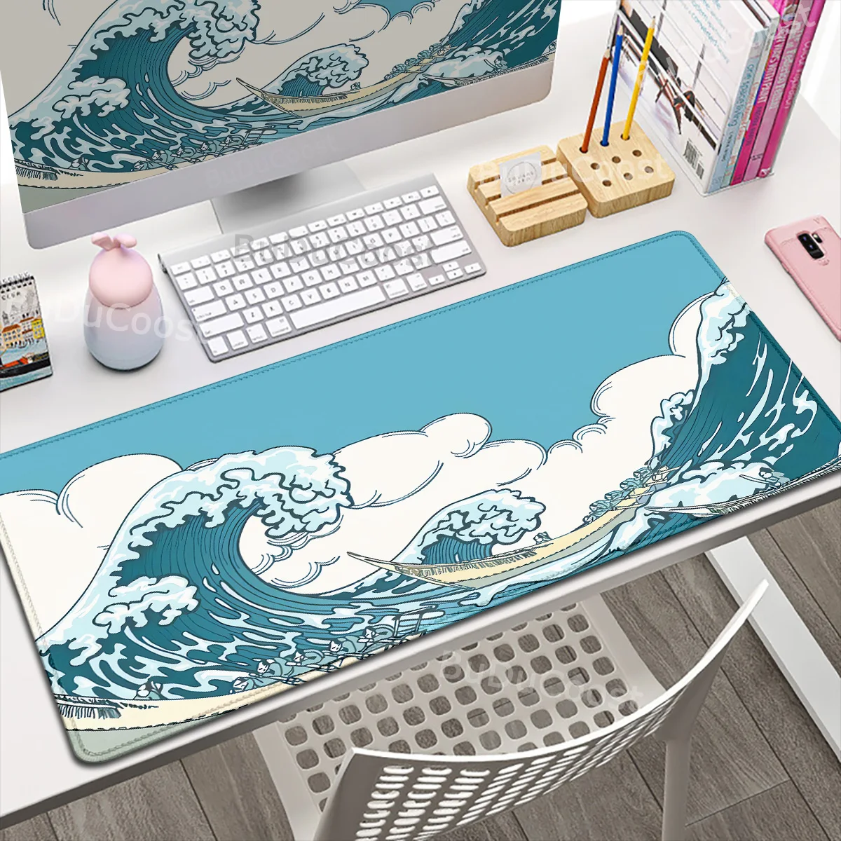 

Gaming Rubber Nonslip Keyboard Mouse Pad Xxl Laptop Deskmat Art Design Japan The Great Wave of Kanagawa Large Lock Edge Mousepad