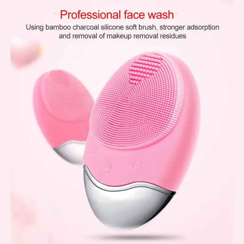 Electric Face Cleaner Sonic Silicone Facial Cleansing Brush Electric Ultrasonic Vibrating Face Massager Mini Pore Deep Cleaning