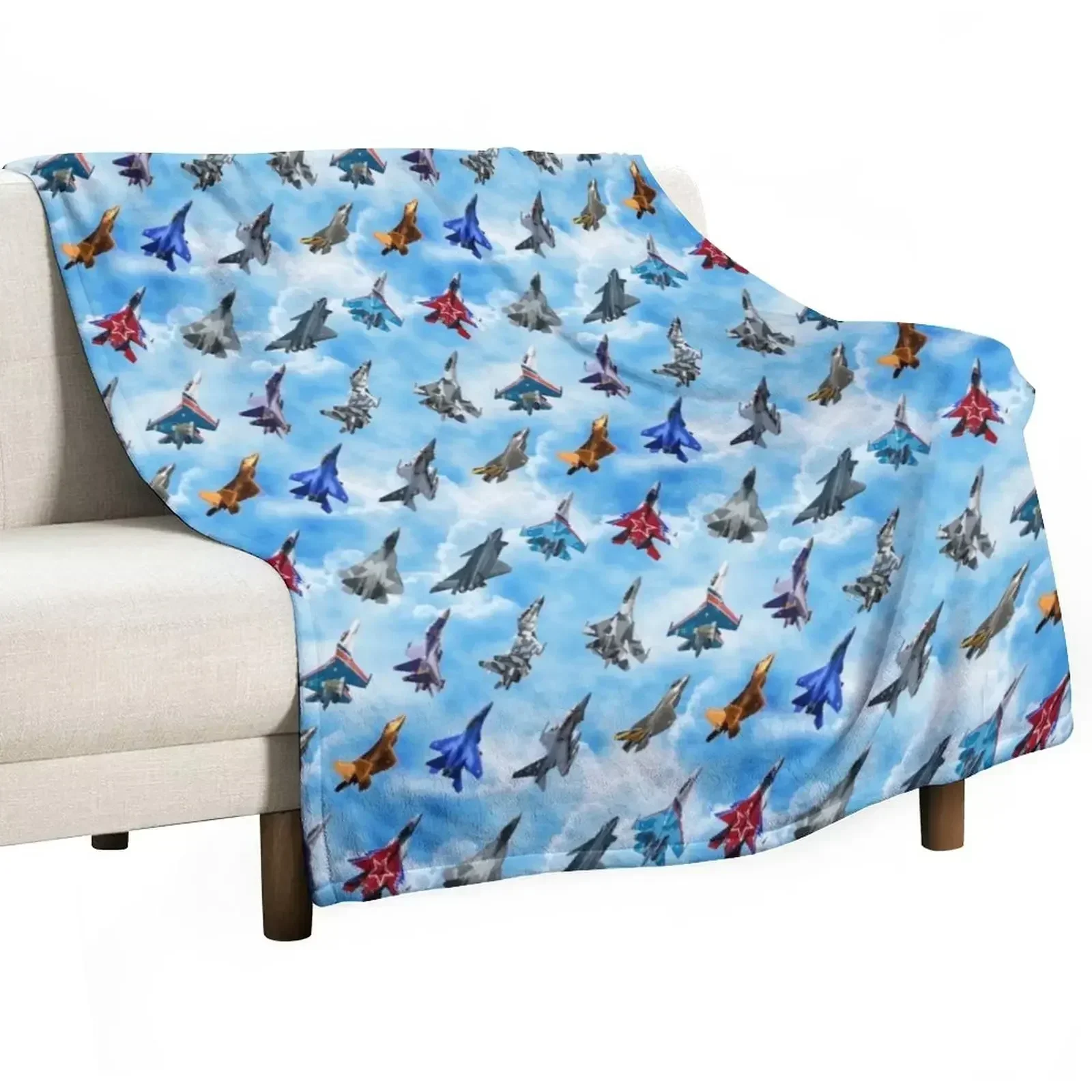 Fighter Jets Throw Blanket Wrinkle Resistant Lightweight Blanket