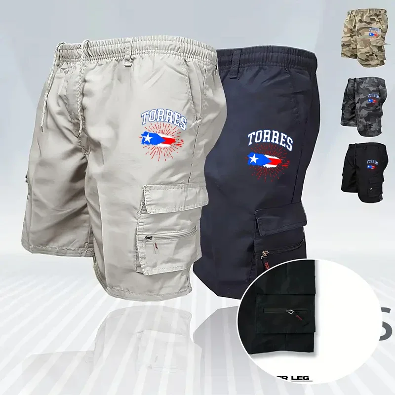 

Шорты-карго для рыбалки, мужские летние камуфляжные шорты с принтом, однотонные карманы, свободный крой, тактические армейские тканевые короткие брюки для активного отдыха