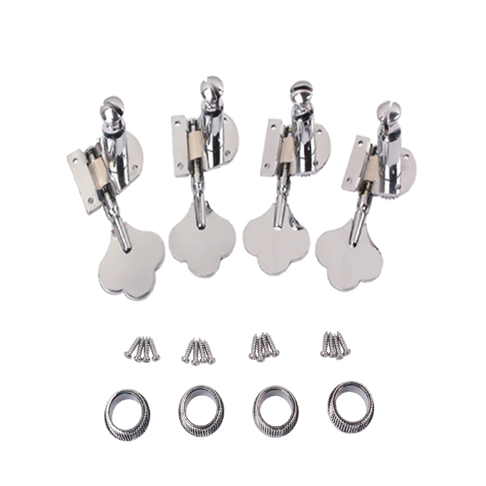 Semiclosed Style Bass Tuning Pegs Keys Tuner Machine Heads Vintage 4R Tuner Heads Set with Mounting Screws Ferrules for 4 String