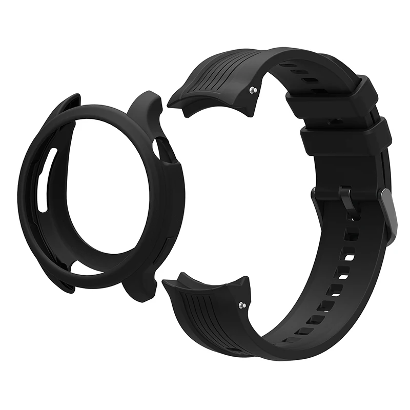 

For Huami Amazfit Balance (A2286) Silicone Strap Wrist Watch Band with Watch Frame Cover - Black