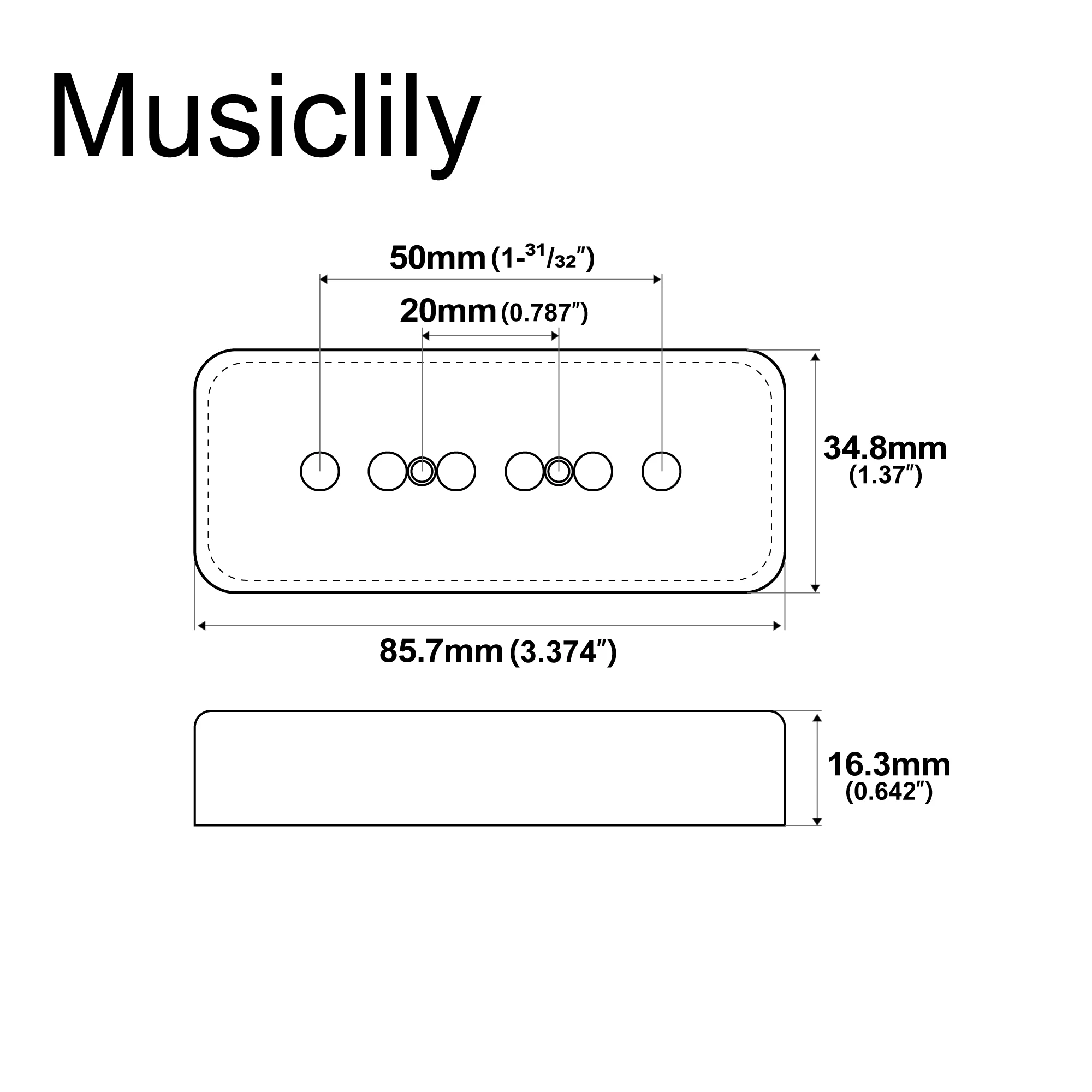 Musiclily Pro Plastic 48mm/50mm P90 Soapbar Guitar Pickup Covers for Import LP SG Electric Guitar (Set of 2)