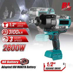 3100N.M High Torque Brushless Electric Impact Wrench Super Power Screwdriver Cordless Wrench Power Tools for Makita 18V Battery