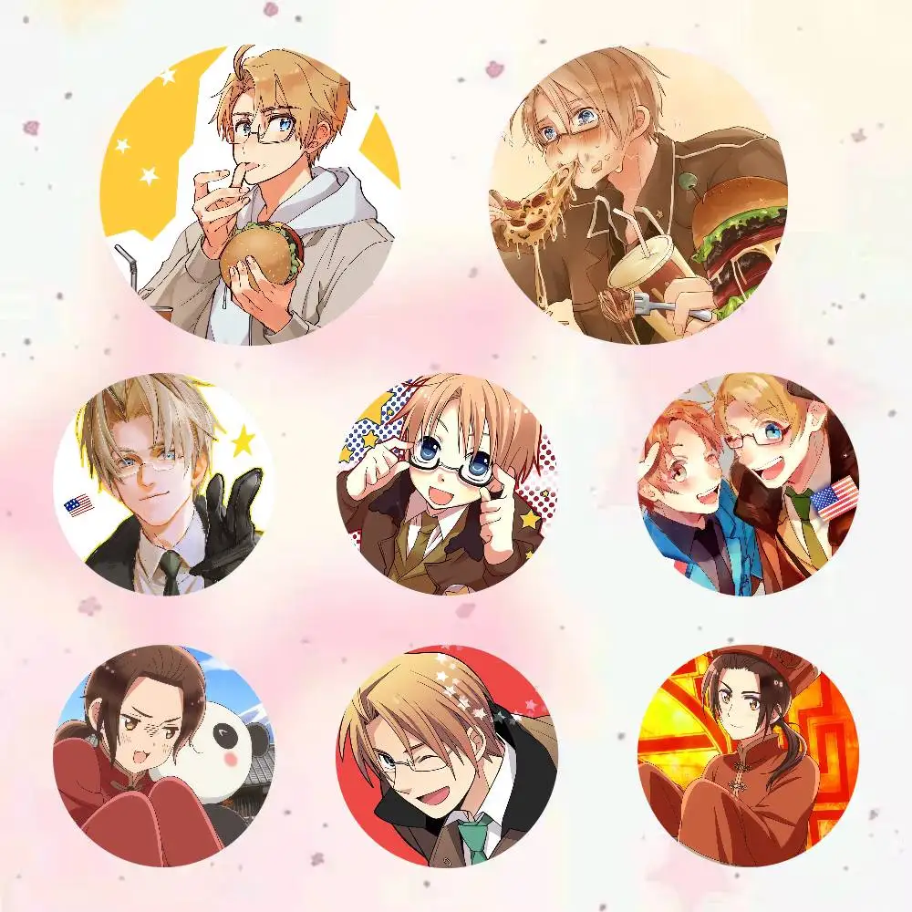 Anime Hetalia Axis Powers Pin Fashion Jewelry Accessories Round Brooch On Backpack Fan Collection Jewelry Badge Gifts