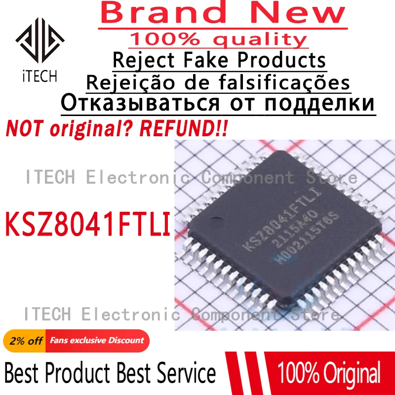 5pcs/lot Original KSZ8041FTLI KSZ8041 KSZ8041FTLI-TR QFP-48 100% New and Genuine