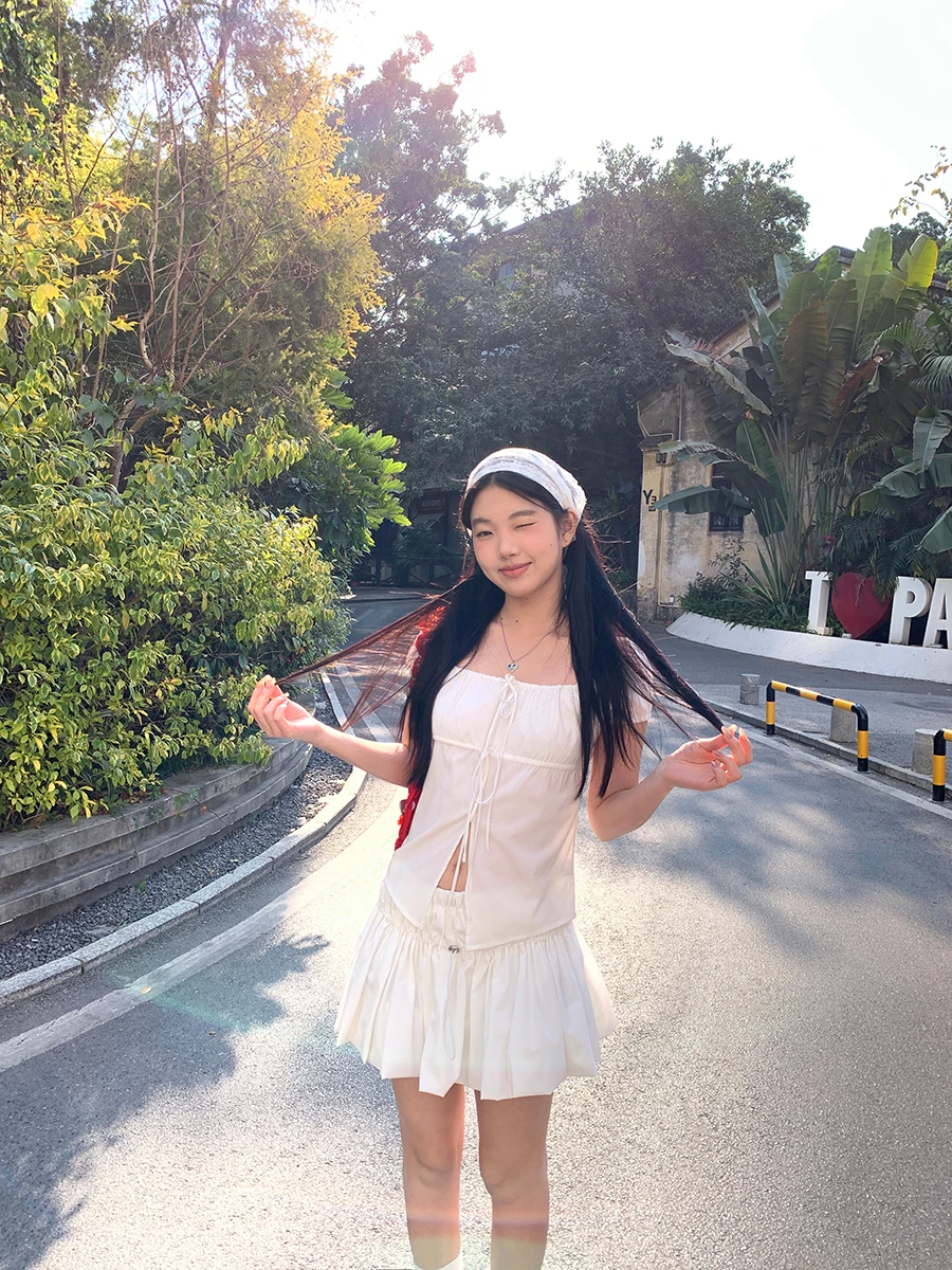 

Low Waist A-Line Skirt Women's White Summer 2025 New Sle Slimming ort Skirt Commute Pure Color Nylon Spandex Blend