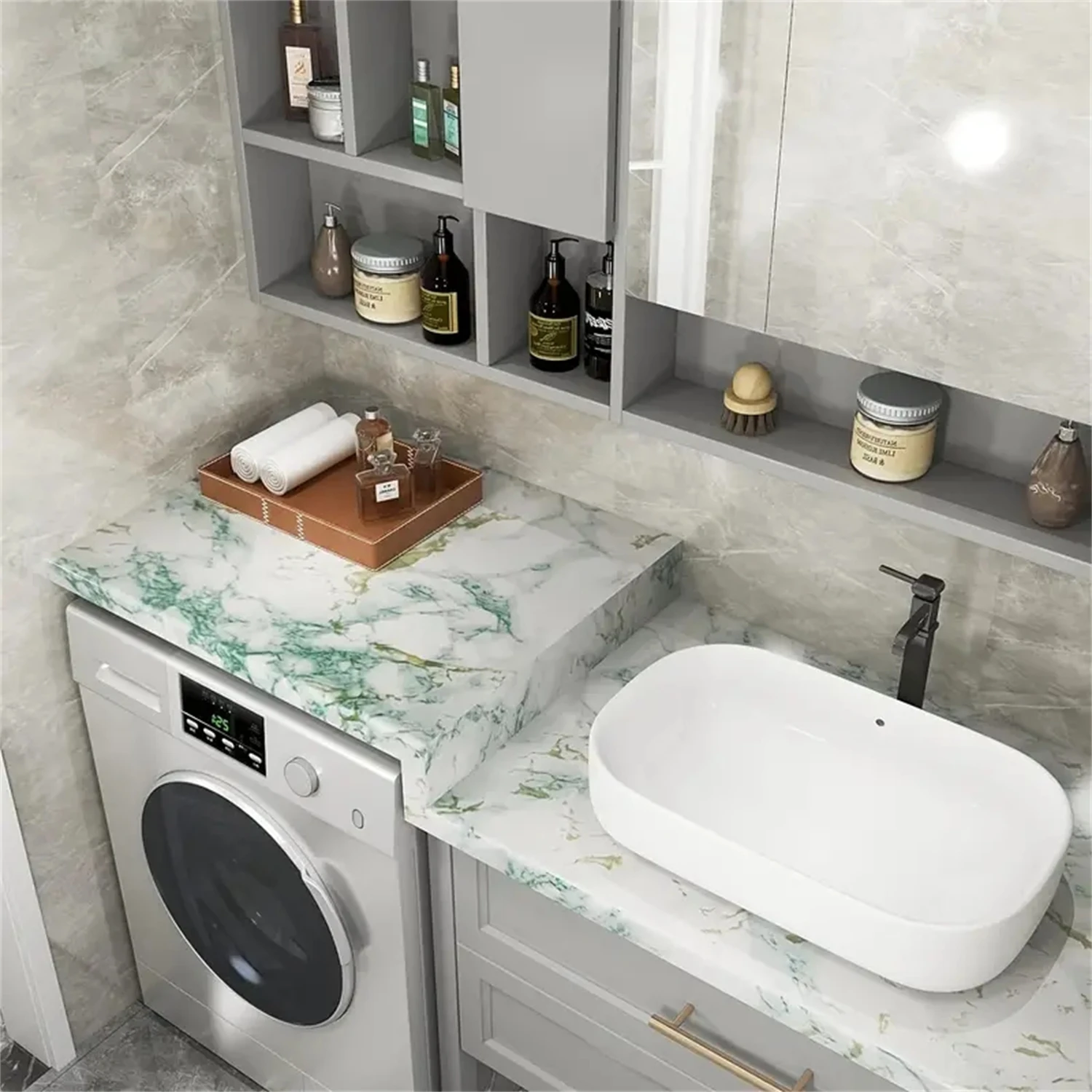 Waterproof Oil-proof Heat-resistant Marble Vinyl Self Adhesive Wallpaper DIY Contact Paper for Bathroom Kitchen Furniture Decor