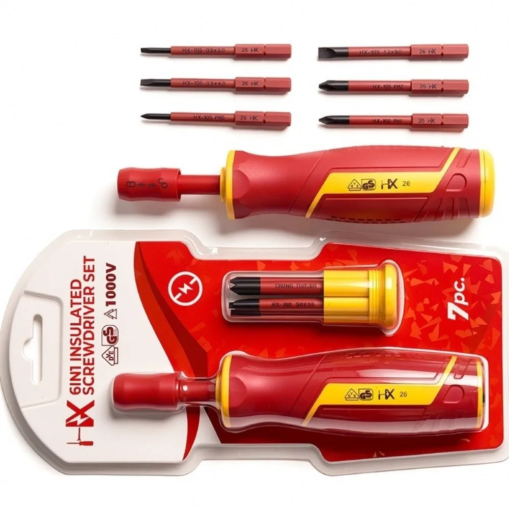 6 in 1 Insulated Screwdriver Set Multi-Tool Quick-Change Interchangeable Screwdriver Kit With Case VDE Screwdriver Bit Set