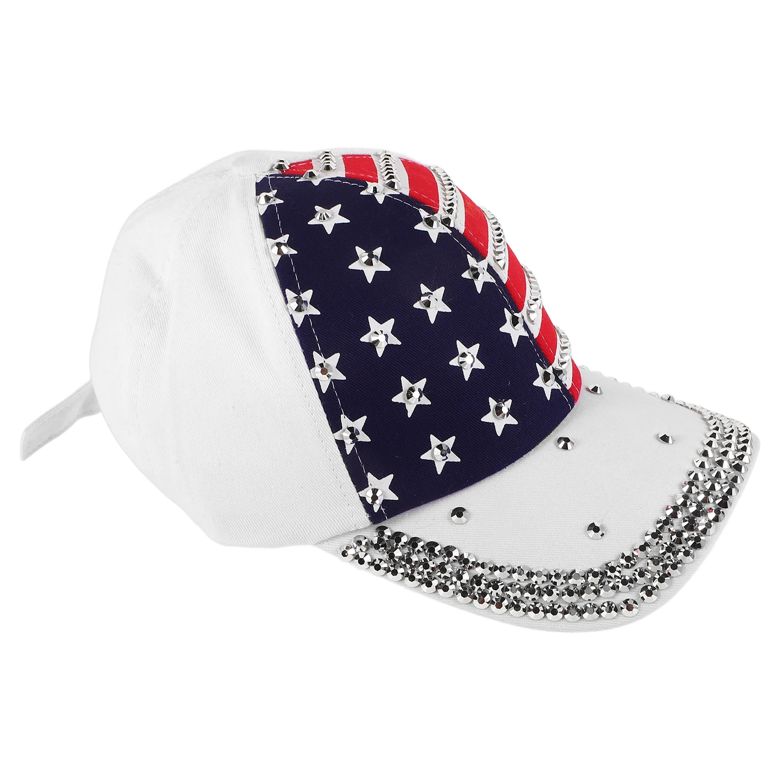 

Rhinestone Baseball Cap Men Women Outdoor Sun Hat Adjustable Patriotic Usa Flag Cap