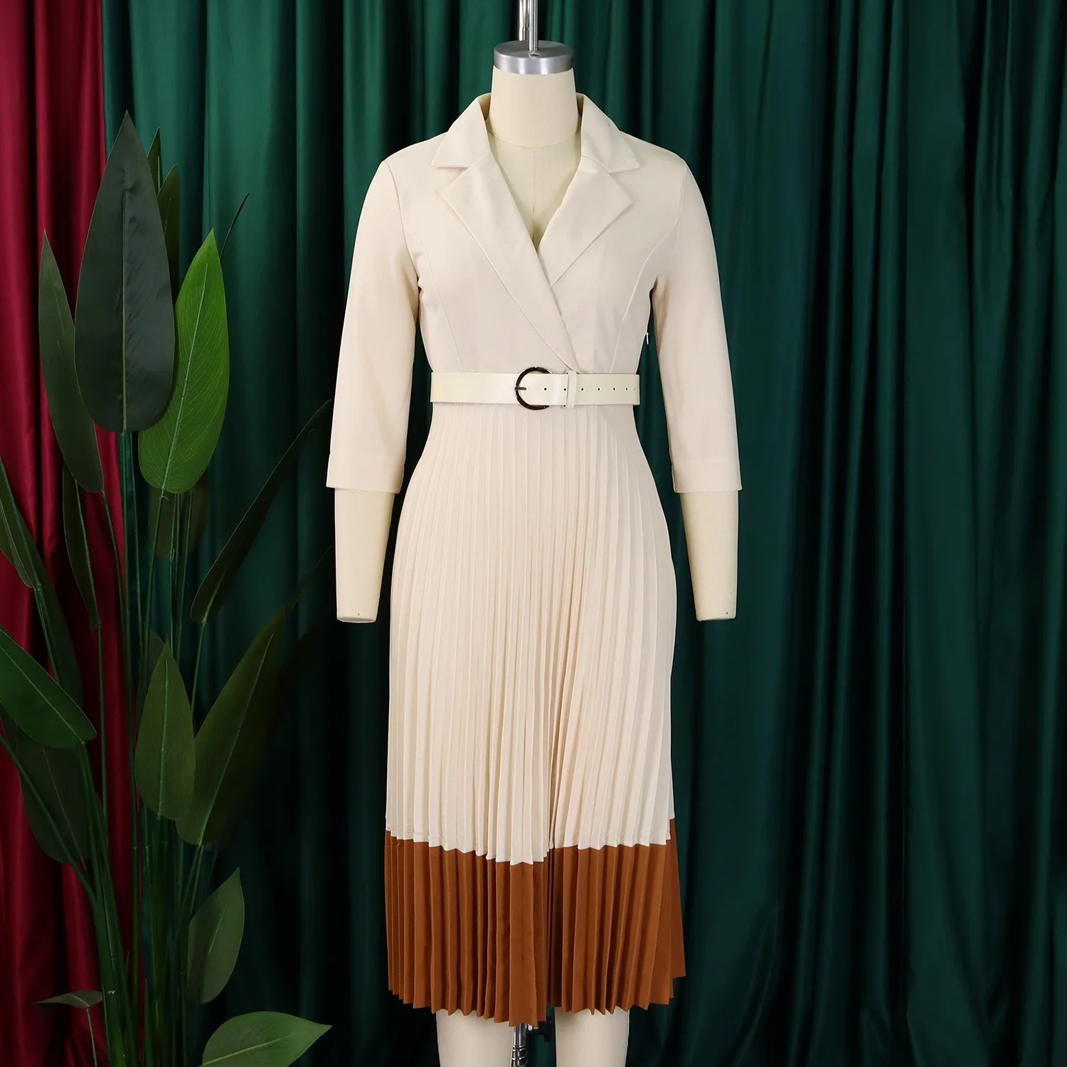 vestido-africano-turco-para-mujer-elegante-y-lujoso-mezcla-de-algodon-color-solido-vestido-maxi-con-cintura-alta-y-mangas-abullonadas-3-4