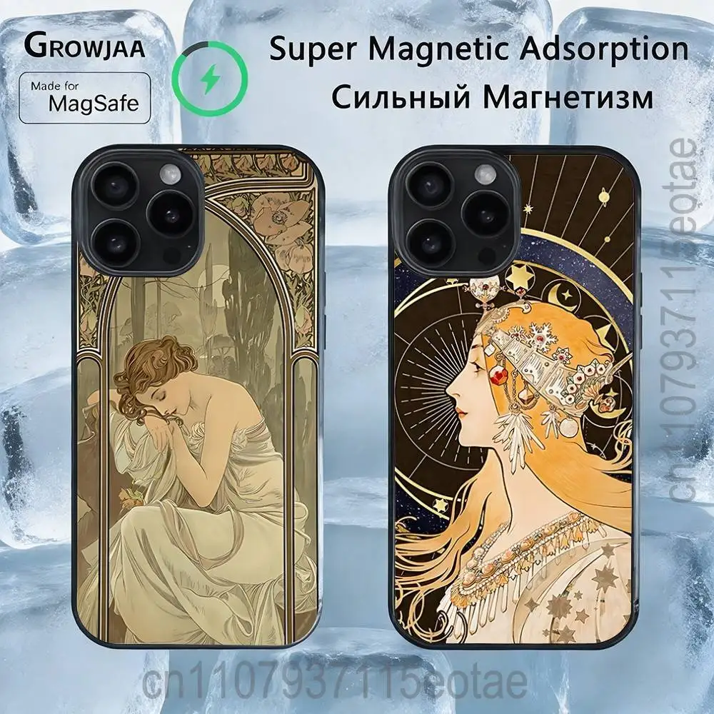 

Чехол ART Alphonse Mucha с магнитной беспроводной зарядкой для iPhone 11, 12, 13, 14, 15, 16, 17, Pro, Max, Plus, ударопрочный чехол