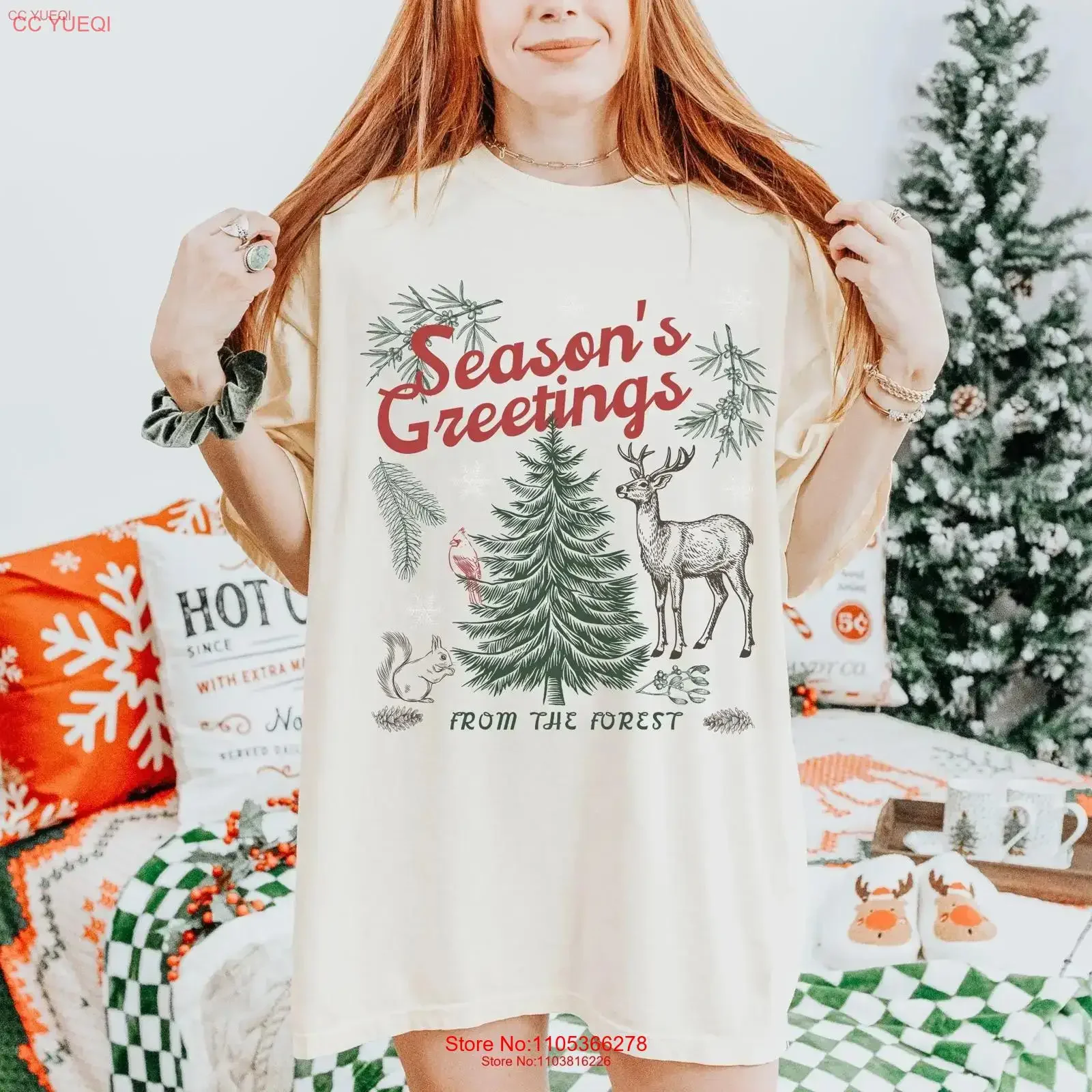 Camiseta navideña para amantes de la naturaleza y animales del bosque, estilo retro ForestCore, con diseño de pino, granola, reno, estilo nórdico vintage, para hombre.