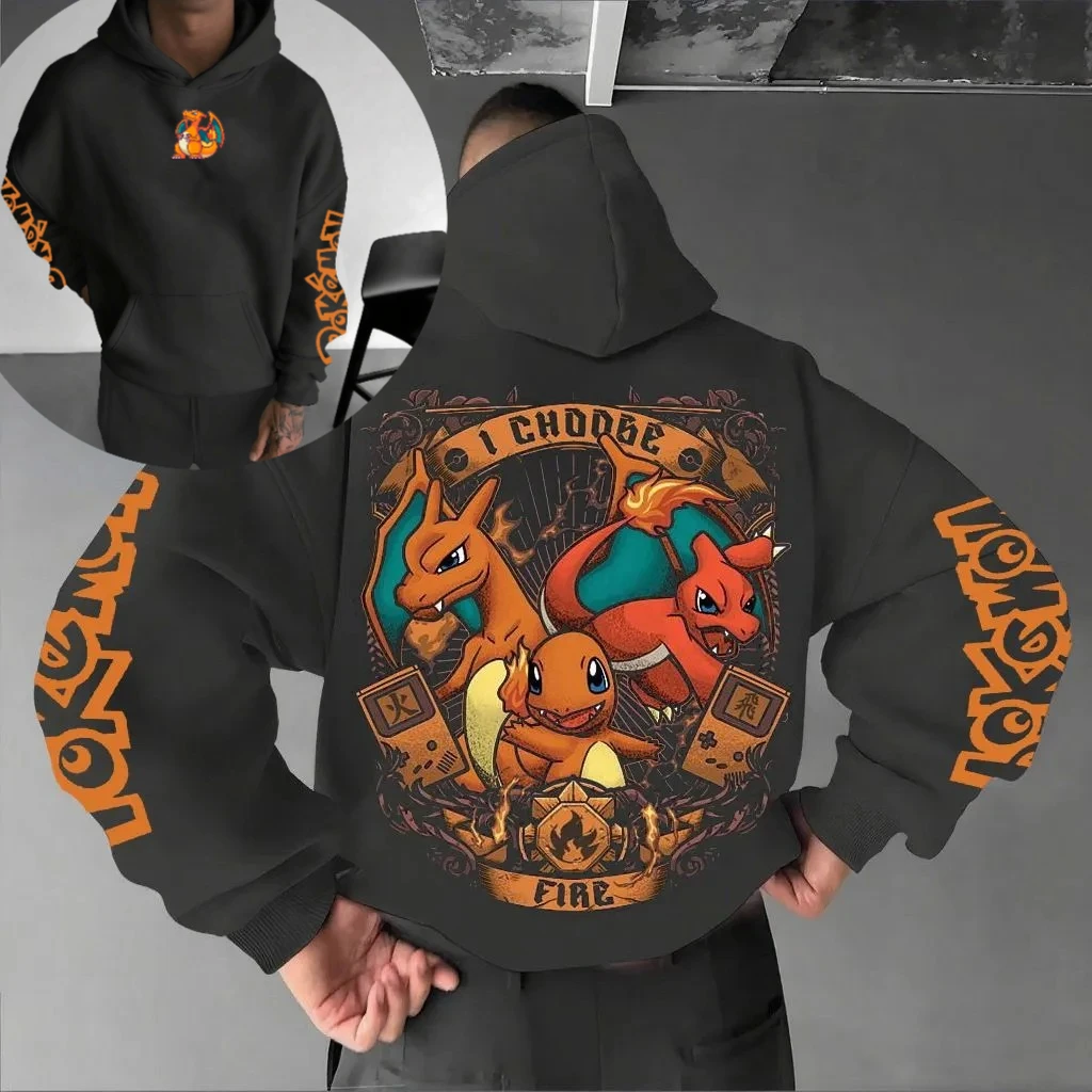 Sudadera con capucha y pantalones deportivos de gran tamaño para hombre y mujer, moda de verano, derivados de la animación de Pokémon, top popular