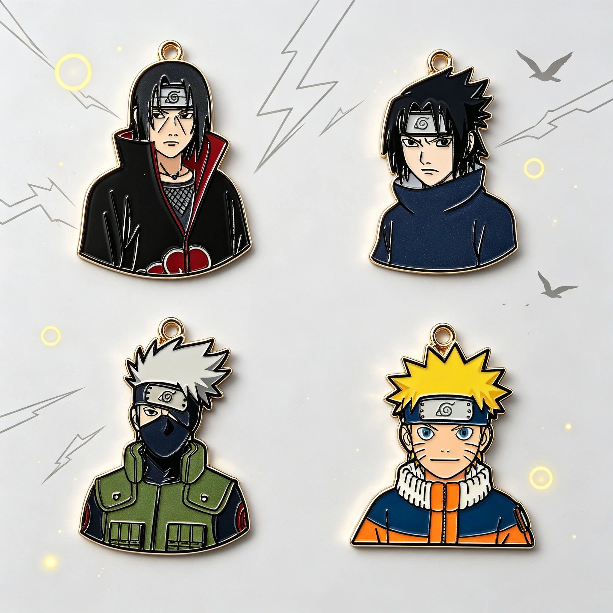 4Pcs Japanese Ninja Anime Character Enamel Pins, Hero Brooches for Backpack Jacket Decor Gift
