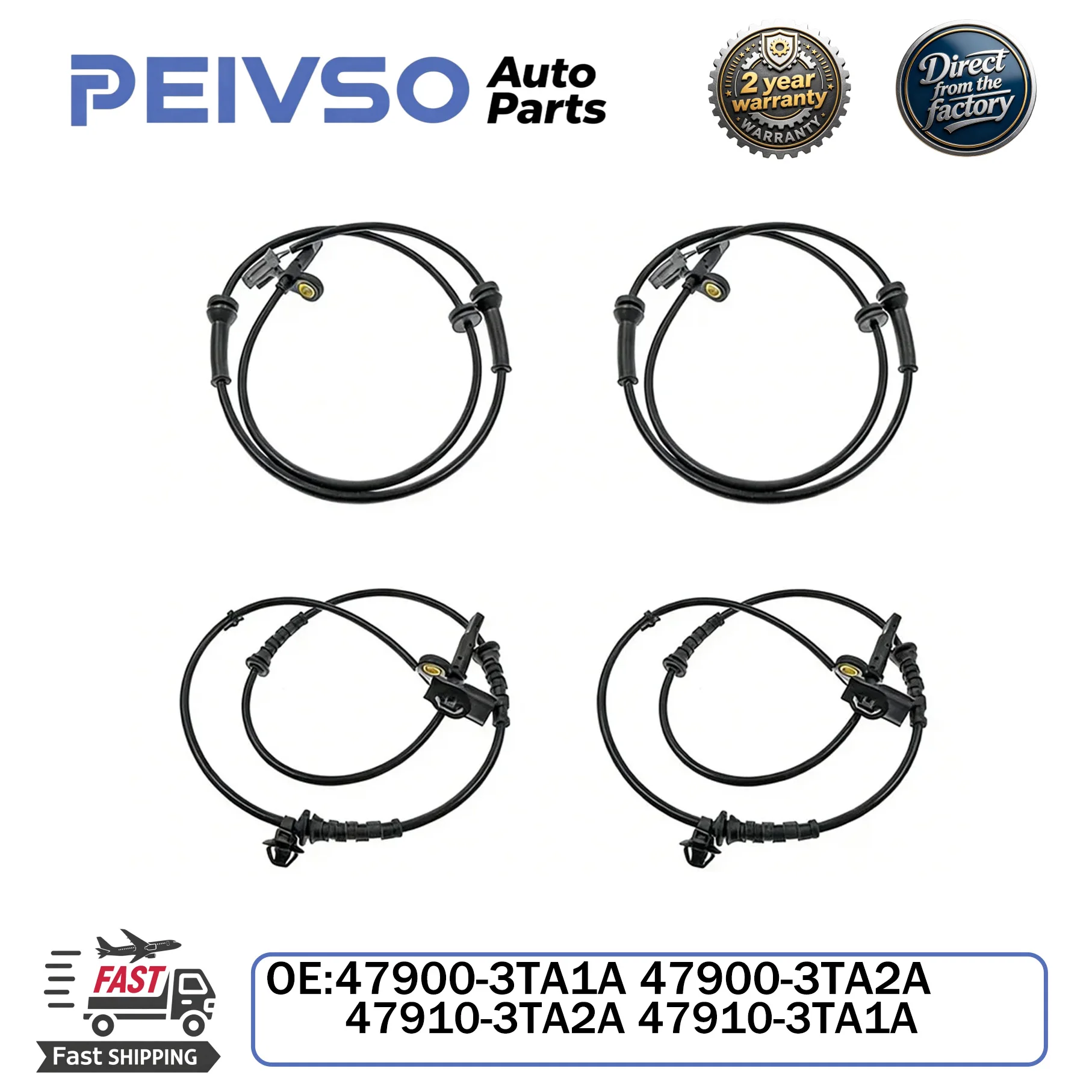 PEIVSO ABS Speed Sensor Front Rear 47900-3TA1A 47900-3TA2A 47910-3TA2A 47910-3TA1A For Nissan Altima 13-18 Maxima 15-18 Teana
