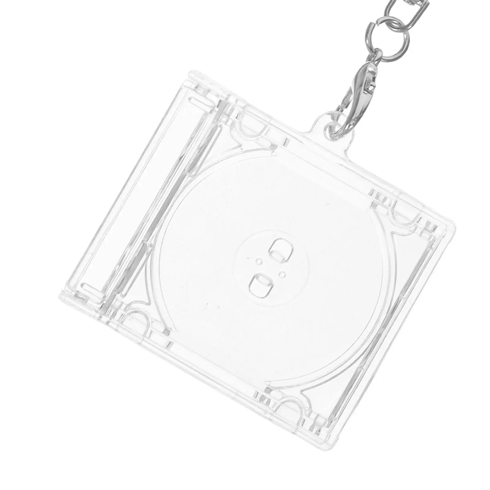 10Pcs Mini Cd Storage Keychain Clear Acrylic Album Case Player Shaped Key Pendant Blank Dvd Cover for Crafts Photos Jewelry