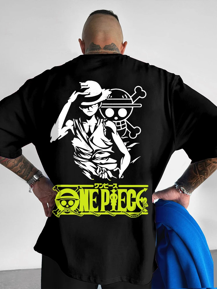 2025 Summer Pure Cotton 100% Printed T-shirt One Piece Luffy One Piece Anime Personality Printed Loose T-shirt Short Sleeve