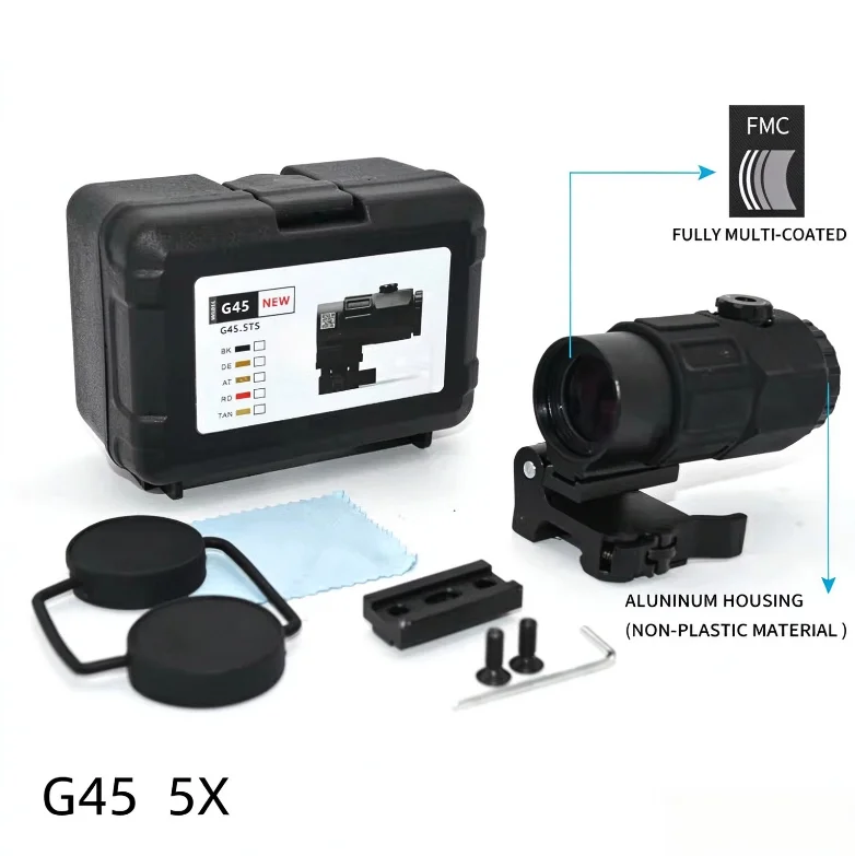 3X 5X Tactical Optical Magnifier G33 G43 G45 Metal Scope Foldable Quick Detach Mount Fully Multi Coated Lens Slingshot Toy Colle
