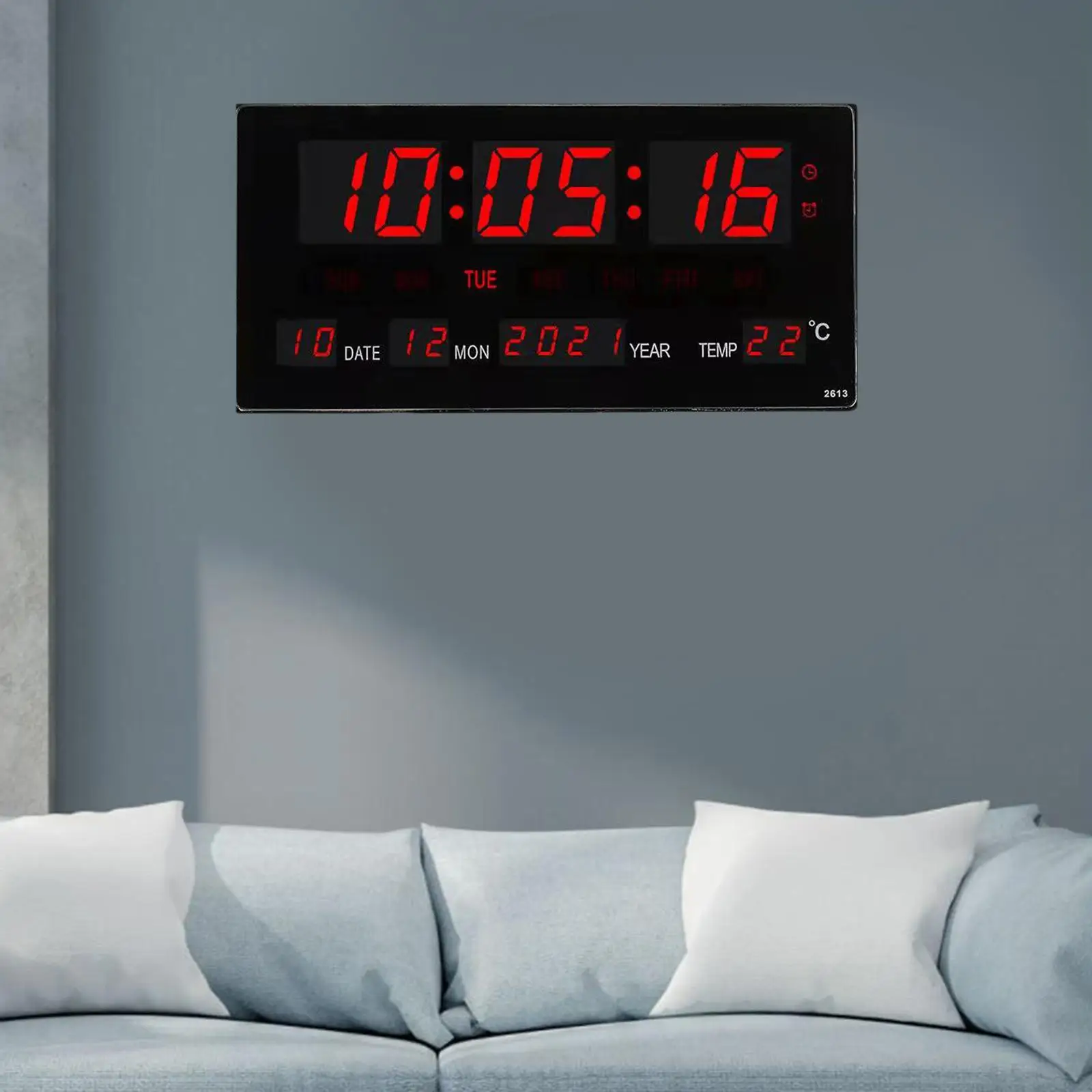 Large LED Digit Alarm Wall Clock 24H Display Time Backlight Office School Home Supplies - Night Mode Backlight, LED Screen US