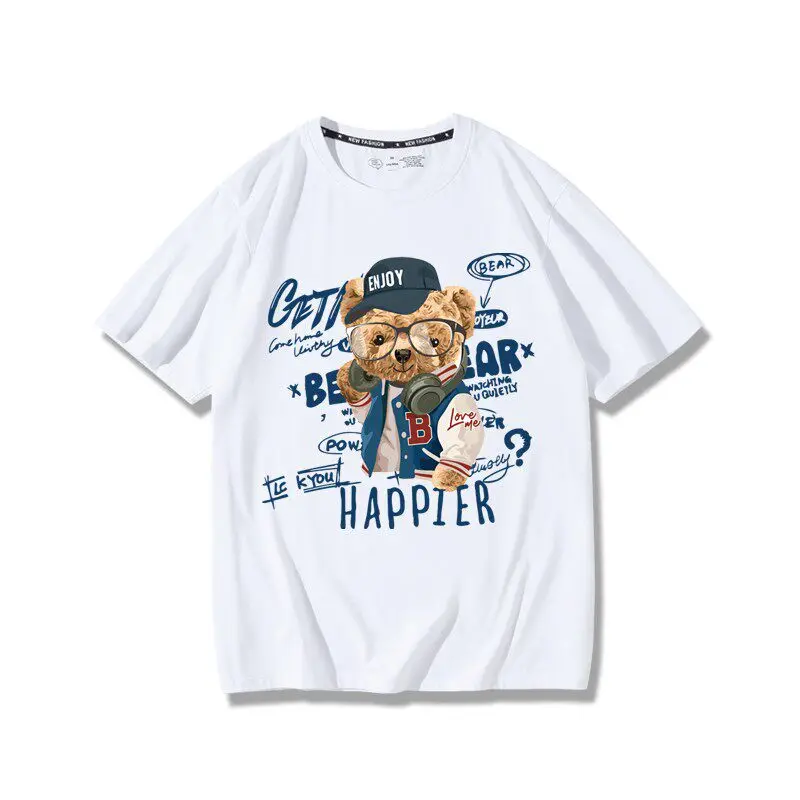 Cartoon-themed Peripheral Bear Short-sleeved T-shirt, 2026 New Style, Korean Version, Loose Design, Casual Couple's Top T-shirt