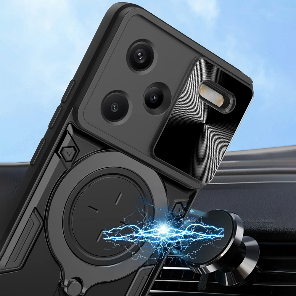 Funda for Redmi Note 13 Pro Plus 5G POCO X6 M6 Pro Case Slide Camera Cover for Redmi Note 13 Pro Ring Stand Capa