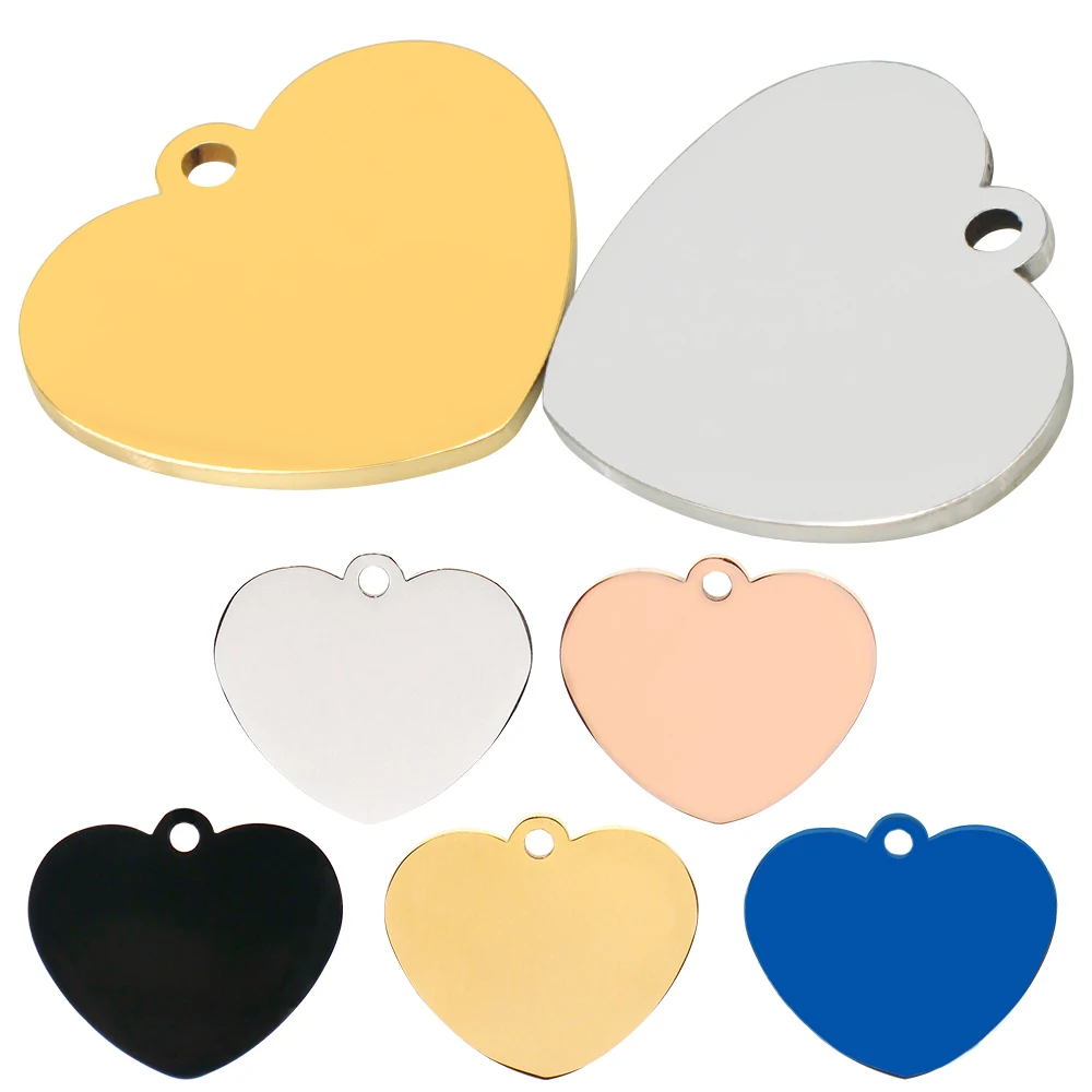 20PCS Heart-shaped Stainless Steel Dog ID Tag Pet Nameplate Pendant Custom Personality Engraved Cat Identity Necklace Accessorie