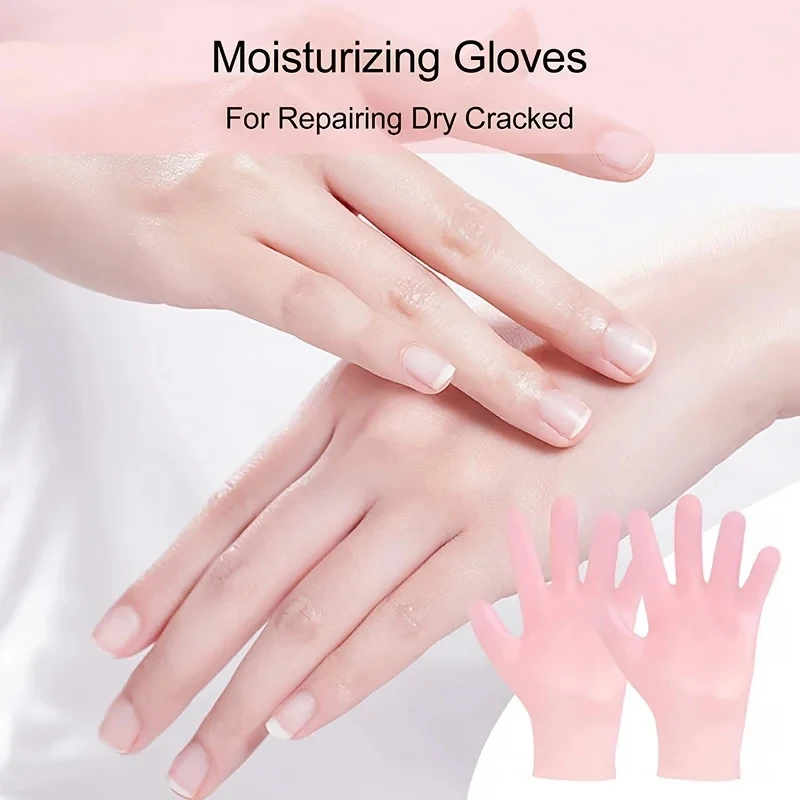 2Pcs Reusable Silicone Moisturizing Gloves, Exfoliating Spa Hand Masks for Dry Cracked Skin, Soft Smooth Hand Care Tools