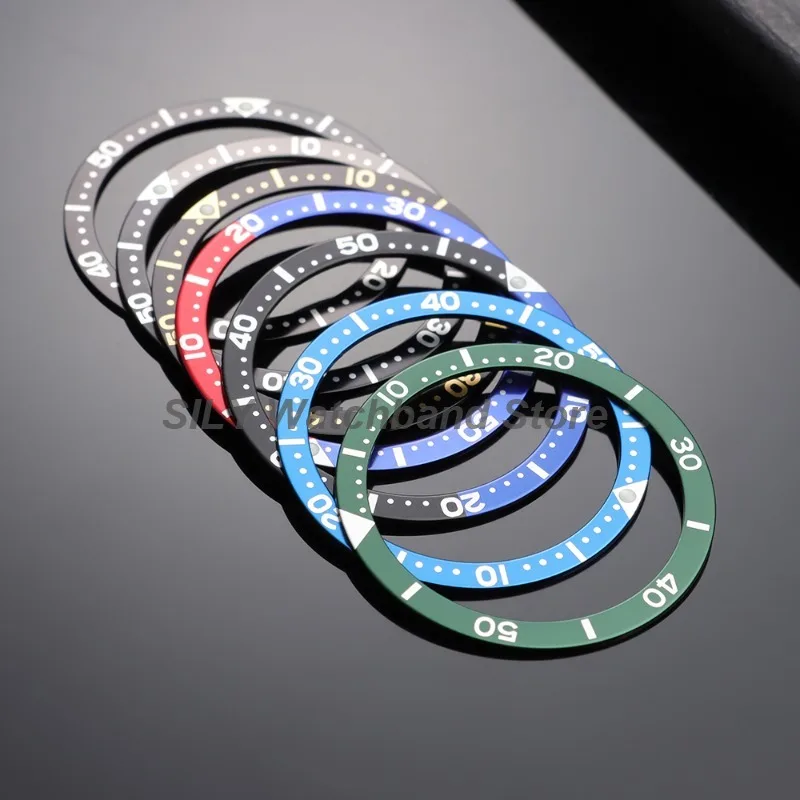 for SKX007 Watch Bezel Insert Aluminium Rings Flat Bezel Man Watches Cases Replace Parts Size 38mm*31.5mm with Sticker for SKX image 4