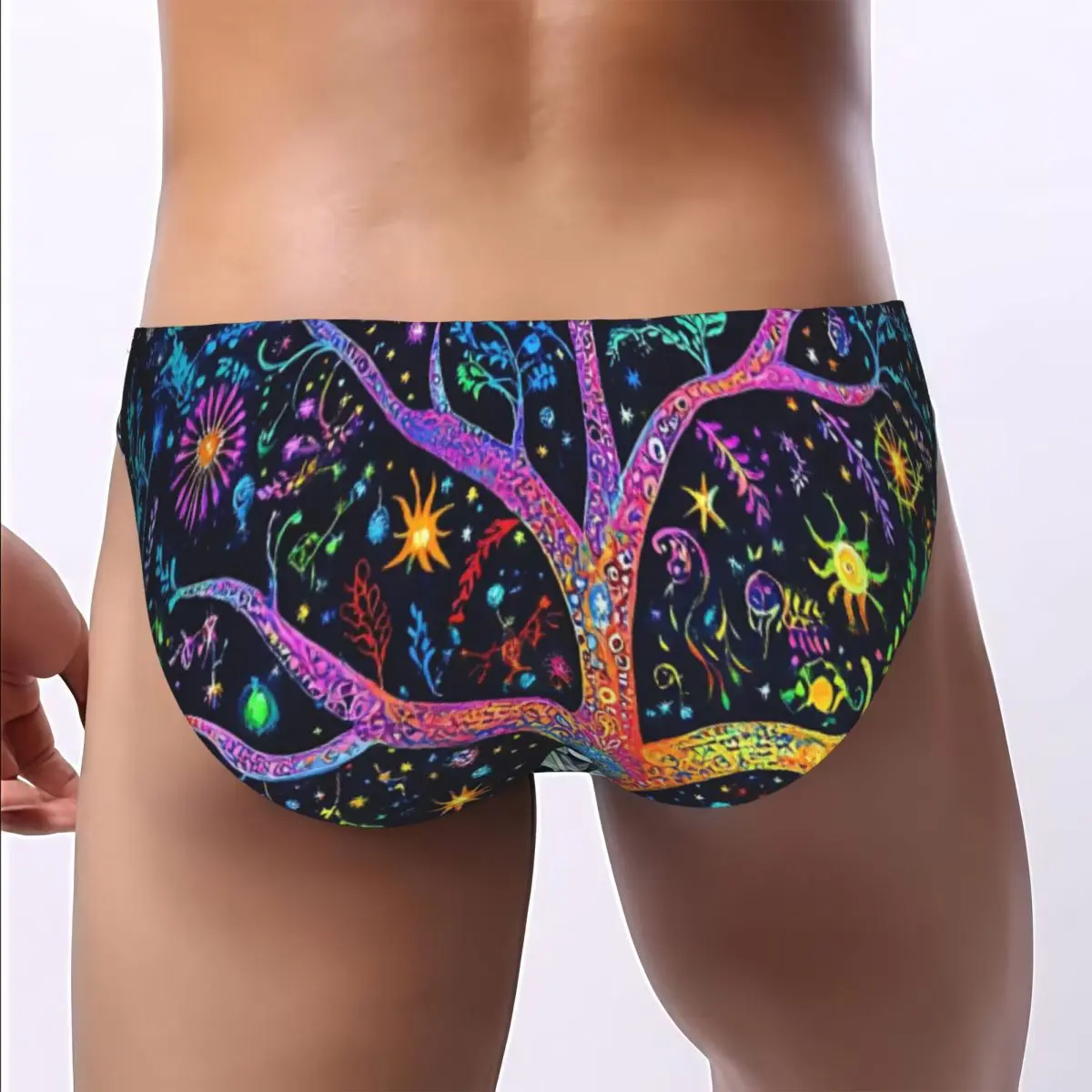 Men's Panties Brightly Colored Tree With Moon Man Briefs Sexy Underwear Male Bikini Underpants High Quality
