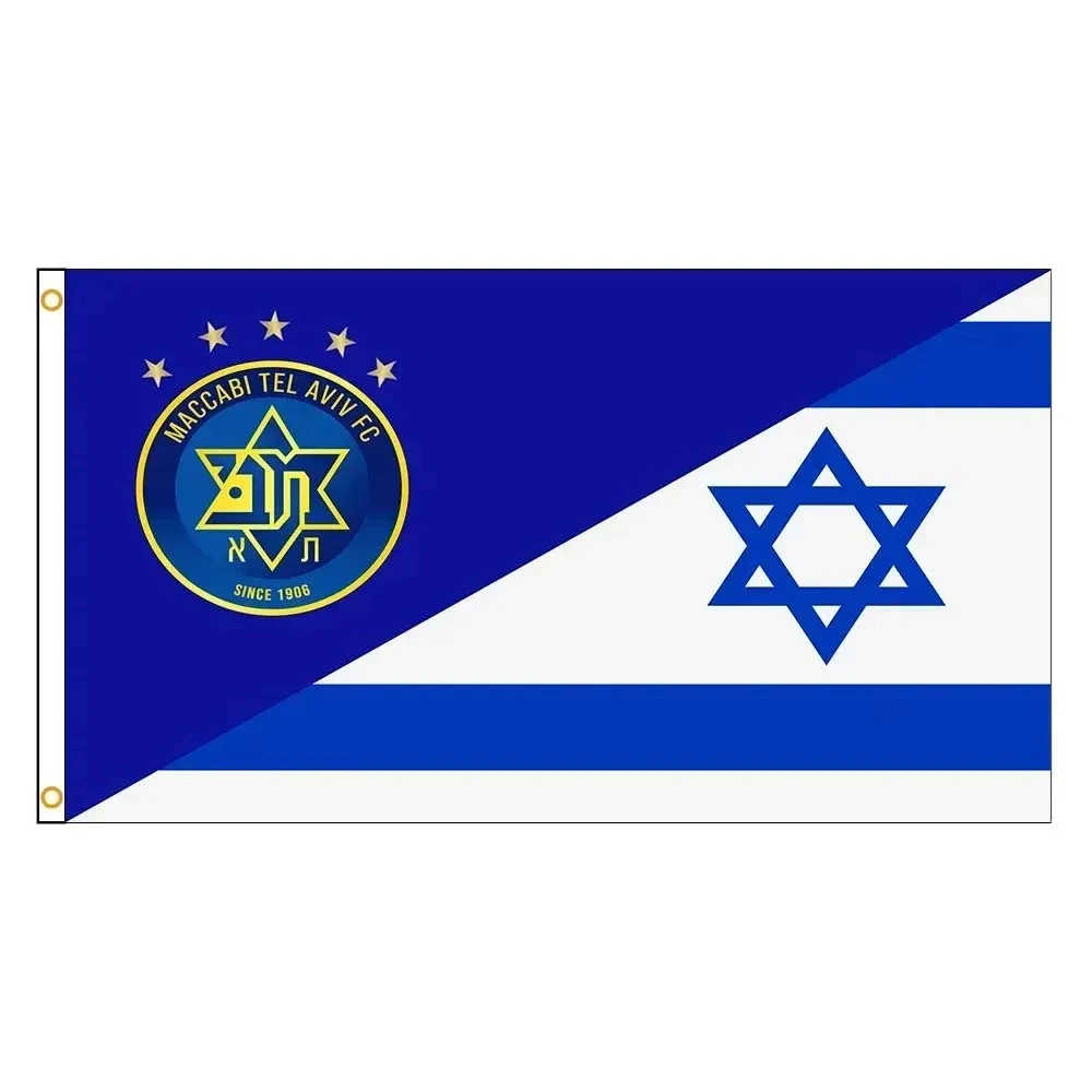 

90x150cm Half Tel Aviv Half Israel Flag Polyester Printed Football Game Home Outdoor Banner for Decoration Flag