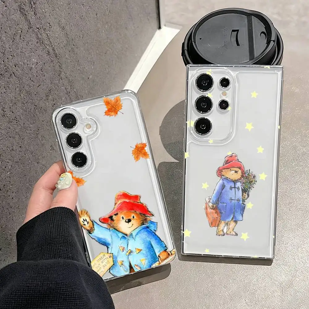Cute P-Paddington Bear-r  Phone Case For Samsung S25,S24,S21,S22,S23,S30,Ultra,S20,Plus,Fe,Note,10,9,5G Transparent Cover