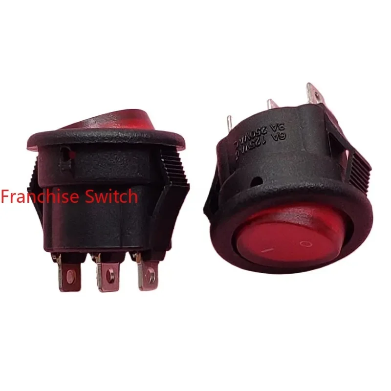 

10PCS Tripod two gears red light round ship type rocker switch MR5 3A250V silver touchpoint UL