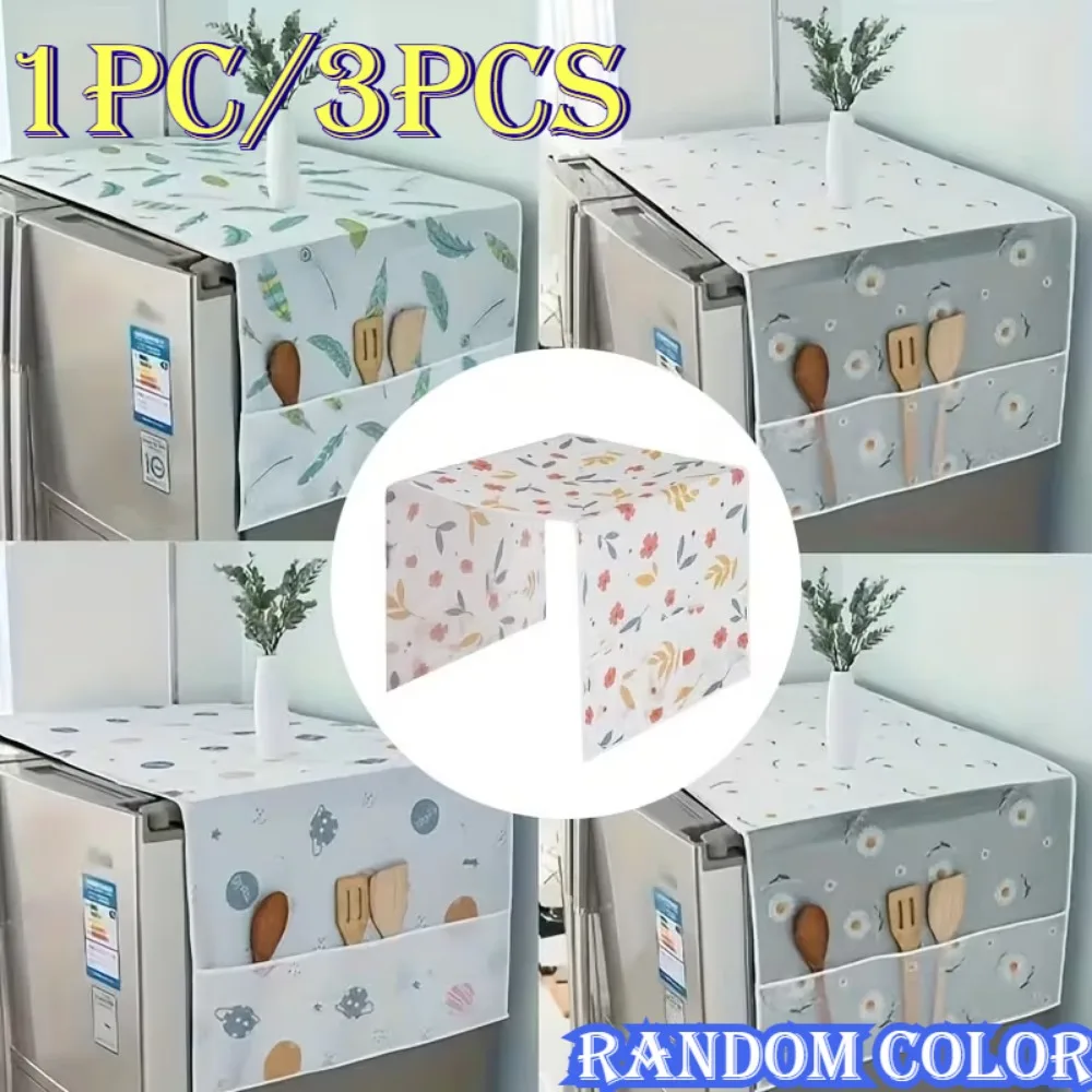 1pc/3pcs Multi-functional refrigerator dust cover with pockets, suitable for outdoor camping and home use