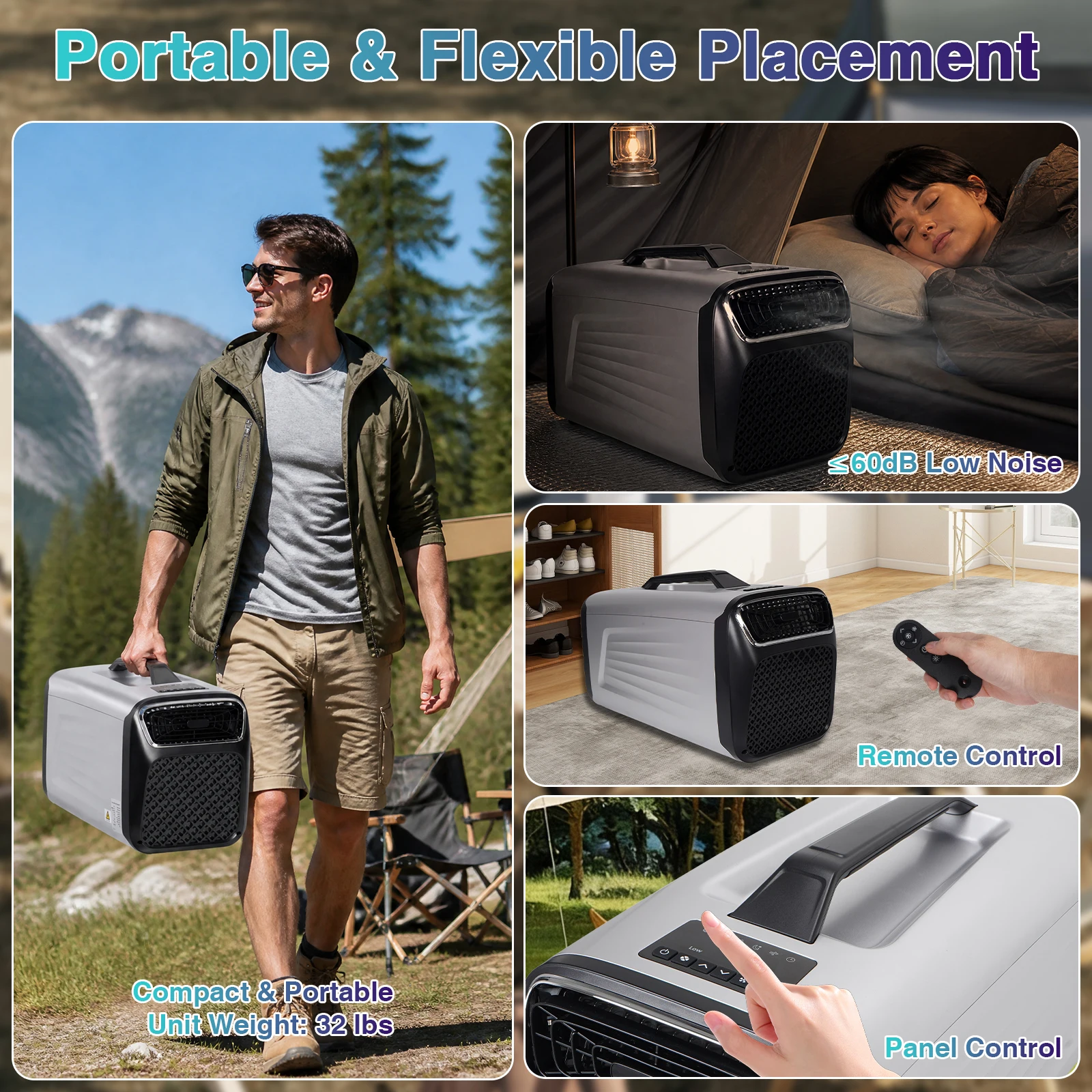 5200BTU Portable Mini Air Conditioner Lightweight Electric Cooling Fan Outdoor Tent Camping Air Cooler Indoor RV Bedroom Personal Cooler - view 8