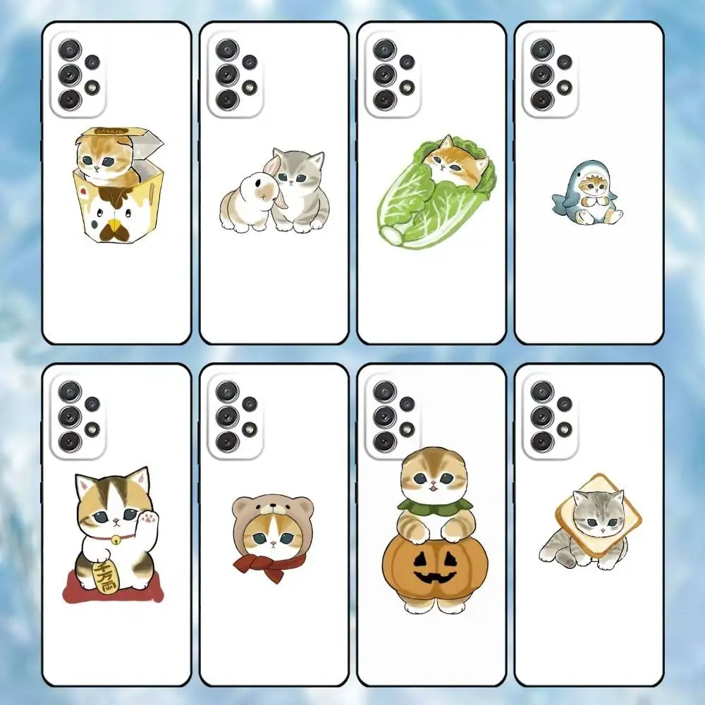 

C-ute Mofusands Cat Phone Case For Samsung S25,S24,S21,S22,S23,S30,Ultra,S20,Plus,Soft Silicone Black Cover