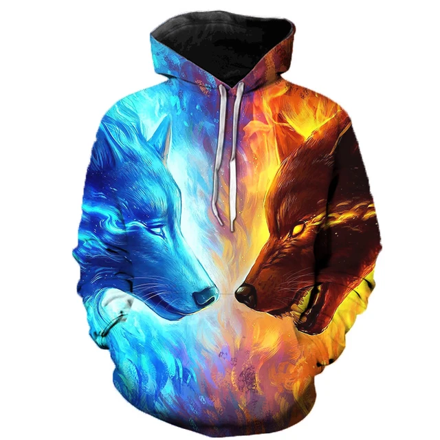3D wilk bluzy męskie z kapturem bluza z kapturem z nadrukiem zwierzęcym bluzy dresy męskie/kobiece kurtki zabawna bluza z kapturem DropShipping