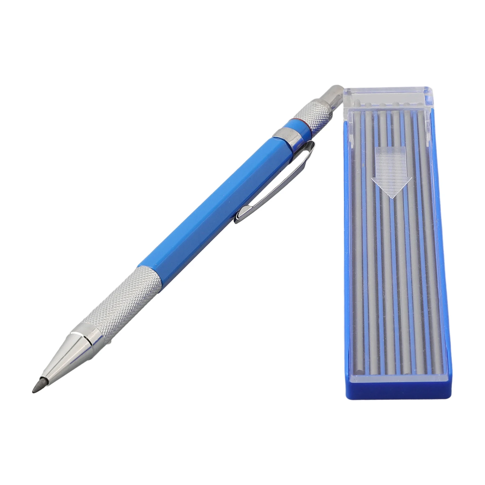 13pcs Metal Markers Pen Refills With 12 Refills Accessories Auto Tracing Pencils Blue Carpentry Pens Deep Hole