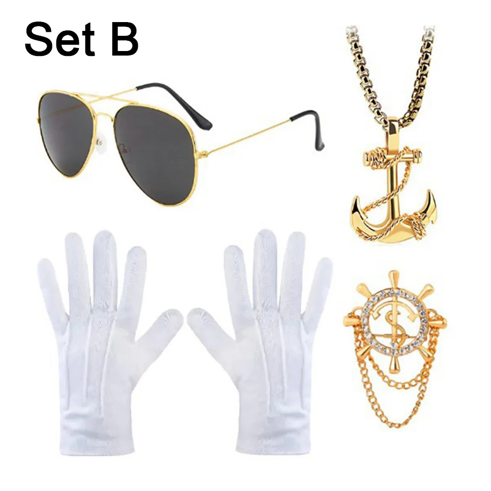 Accessoires de costume de cosplay de capitaine de bateau pour hommes adultes, casquette de marin, gants, lunettes de soleil, tuyau, vacances, scène, yacht, fantaisie