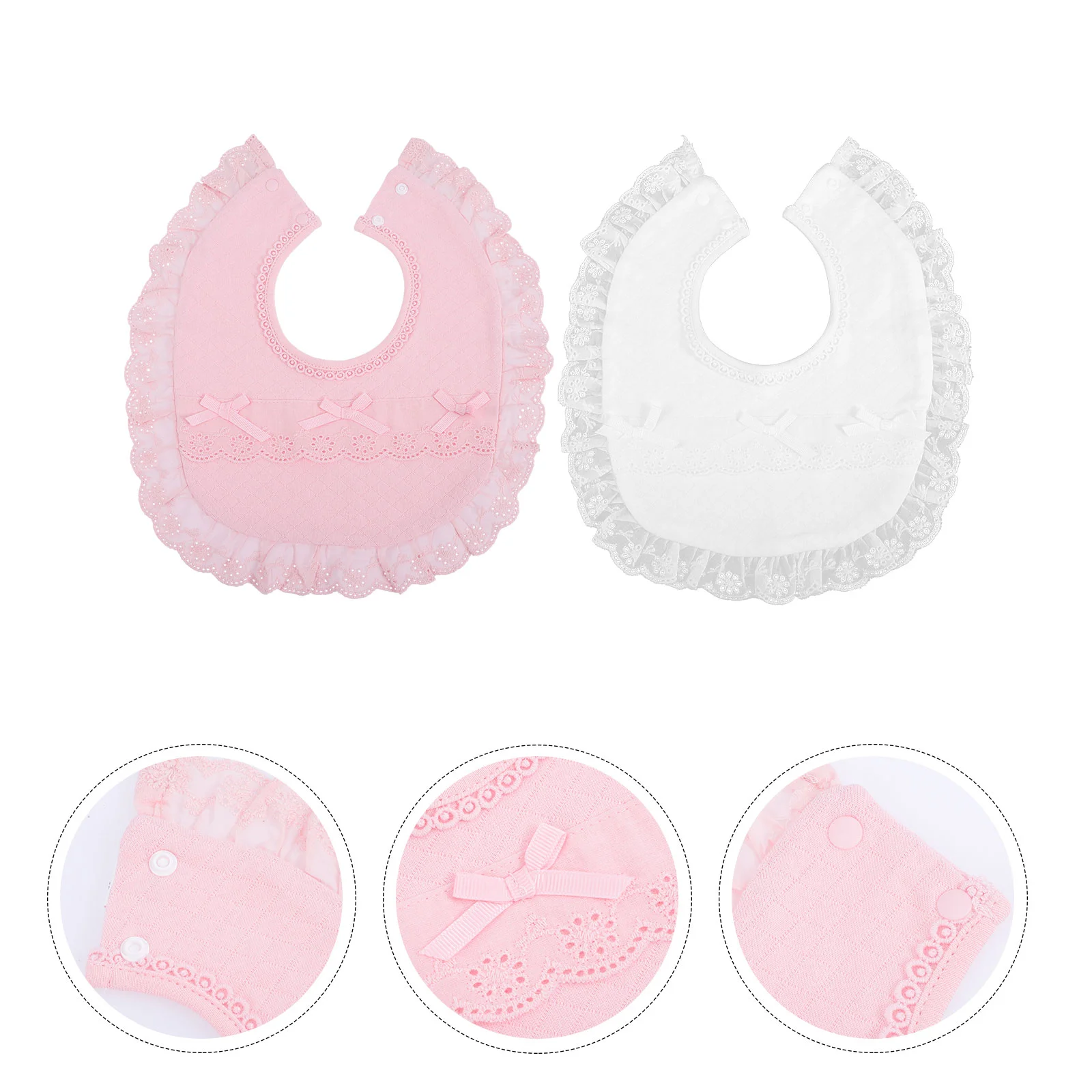 2 Pcs Baby Girl Christening Bib Cotton Bibs Absorbent Toddler for Infant Princess Reusable