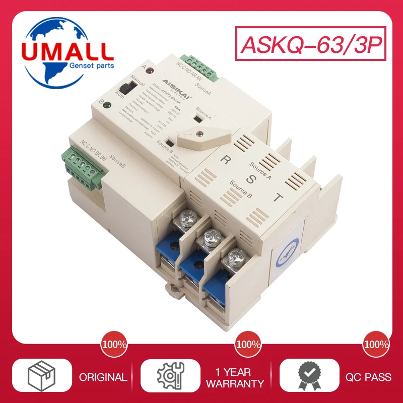 

63A 2P 3P 4P 16A 100A ATS Automatic Transfer Switch Dual Power Electrical Selector Switches 220V 380V