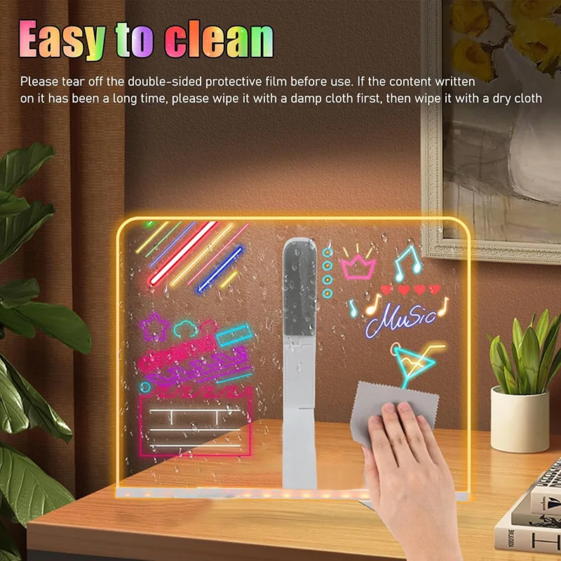 Cross-Border ChildrendiyTransparent Acrylic Luminous Drawing Writing Board Erasable Advertising Sign Stall Luminous Night Light
