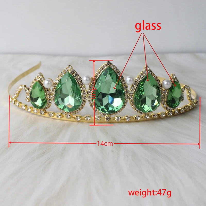 Green Water Drop Rhinestone Crystal Crown Headpiece Women Bridal Hair Accessories Wedding Tiara Bride Hair Jewelry view 4