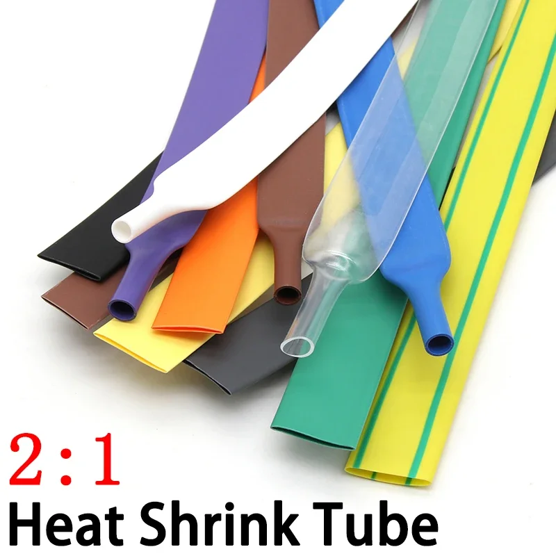 1 Meter Dia 1 2 3 4 5 6 7 8 9 10 12 14 16 20 25 30 40 50 mm Heat Shrink Tube 2:1 Polyolefin Thermal Cable Sleeve Insulated