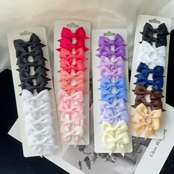 5 Styles 10Pcs/Set New Handmade Solid Hair Bows Grosgrain Ribbon Bowknot With Hair Clip For Baby Gift Girl Kids Hair Accessories