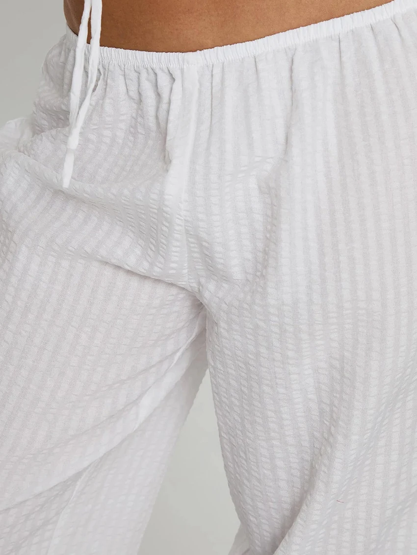 Marthaqiqi White Women Pajama Suit Tank Tops Sleepwear Backless Nightgown Square Collar Nightie Pants Loose Ladies Nightwear Set